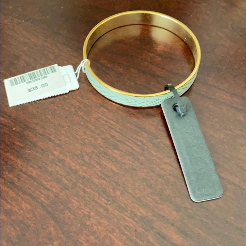 NWT J. Crew Chevron Gold / Blue-Gray Bangle